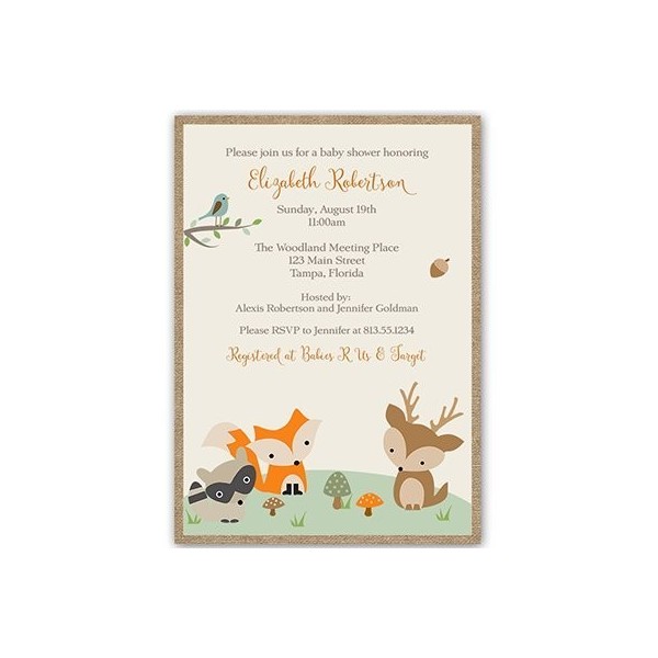 Animals Invitations Neutral Printed Envelopes