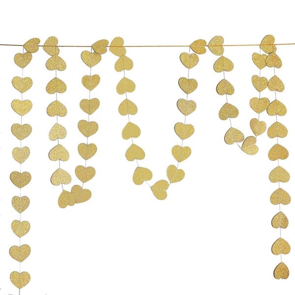 Glitter Paper Heart Garland Banner - Heart-shaped Hanging String ...