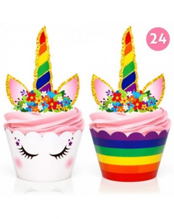 Rainbow Unicorn Cupcake Toppers Wrappers
