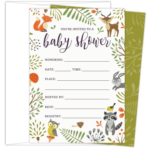 Woodland Invitations Animals Envelopes suitable