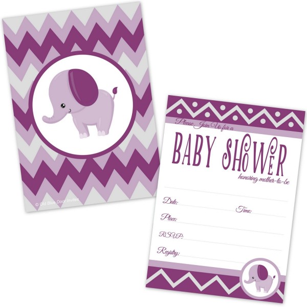 Elephant Baby Shower Invitations Girl