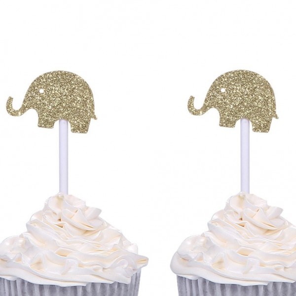 Giuffi Glitter Elephant Cupcake Toppers Giuffi Glitter Elephant Cupcake Toppers
