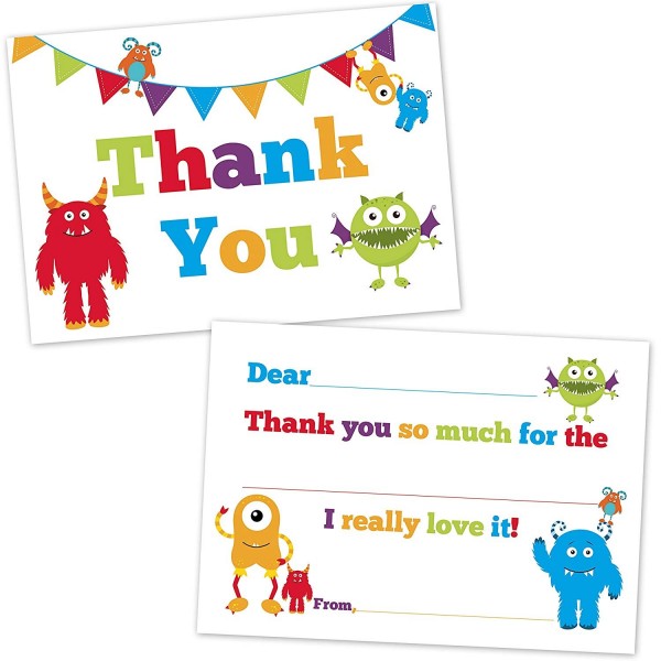 Cute Monster Fill Thank Cards