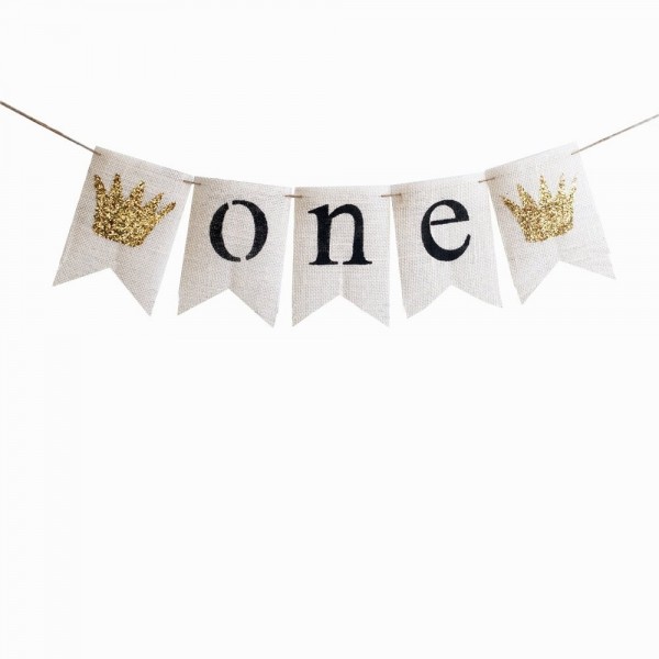 Brcohco Burlap ONE Banner Decoration