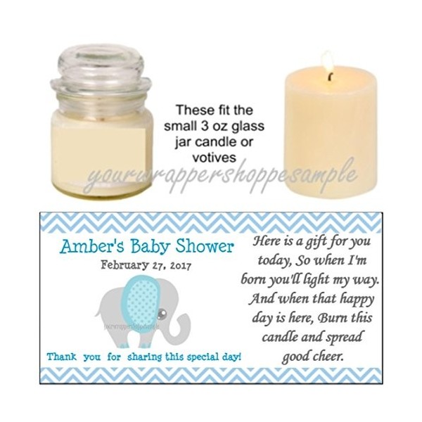 Personalized Elephant Shower Candle Labels