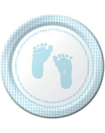 Plaid Footprints Plates Shower Supplies