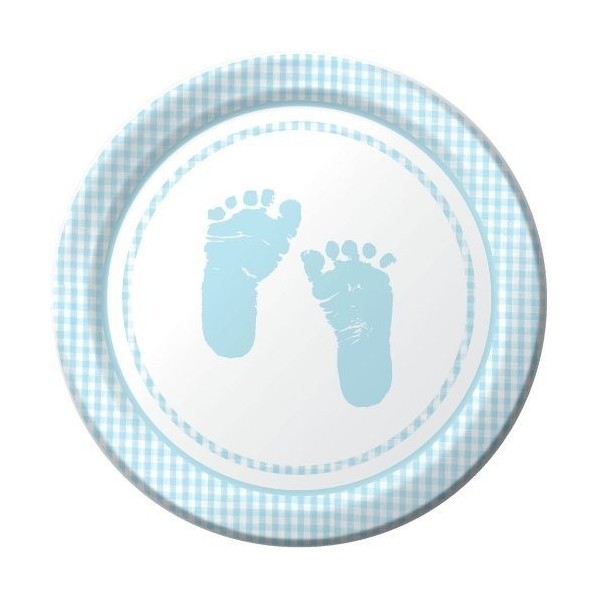 Plaid Footprints Plates Shower Supplies