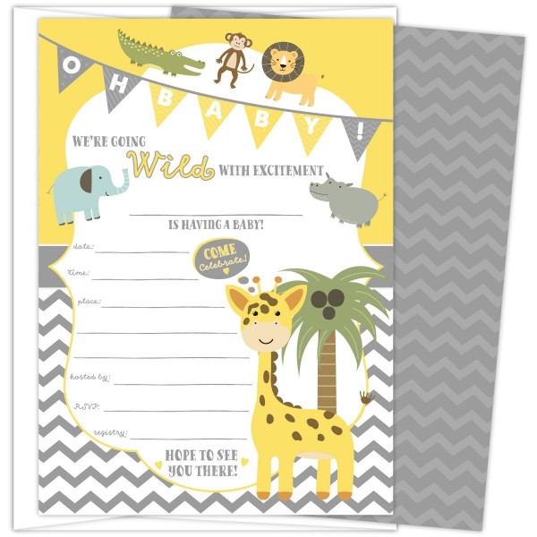 Shower Invitations Jungle Envelopes Printed