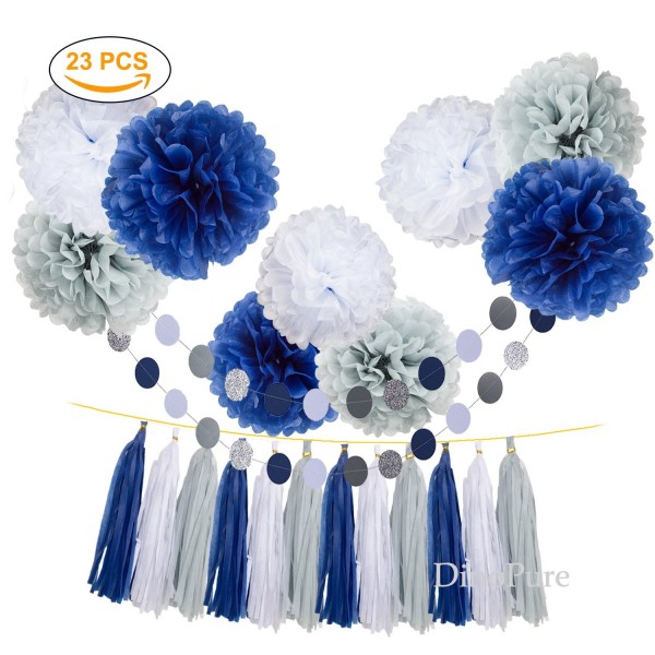 Decorations Graduation Bachelorette Celebrate Blue White Grey