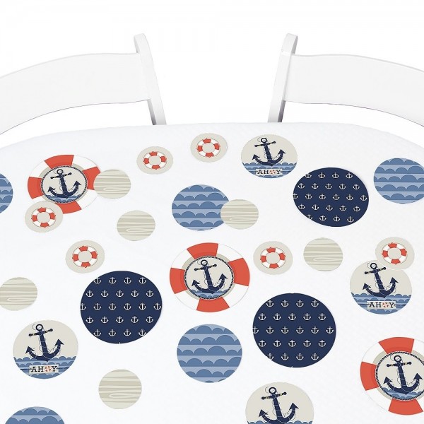 Ahoy - Nautical - Baby Shower or Birthday Party Giant Circle Confetti