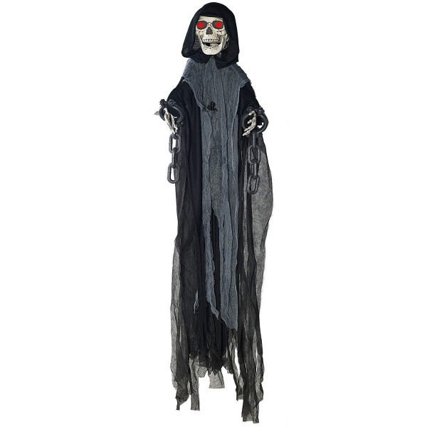 5 Ft. Animated Hanging Grim Reaper Skull with Shackles Chains Best ...
