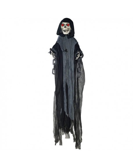 5 Ft. Animated Hanging Grim Reaper Skull with Shackles Chains Best ...