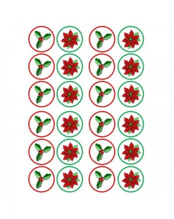 Christmas Poinsettia Cupcake Toppers Decorations