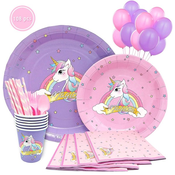 Purple Unicorn Party Supplies pieces