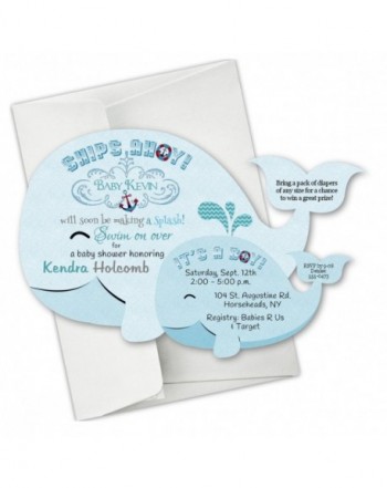 Whale Nautical Shower Birthday Invitations