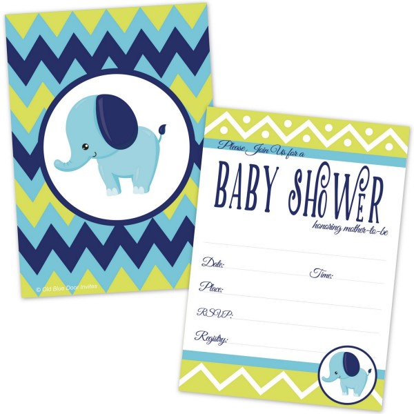 Elephant Baby Shower Invitations Boy