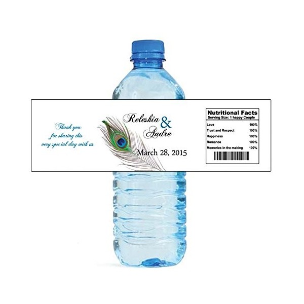 Peacock Wedding Bottle Labels Engagement
