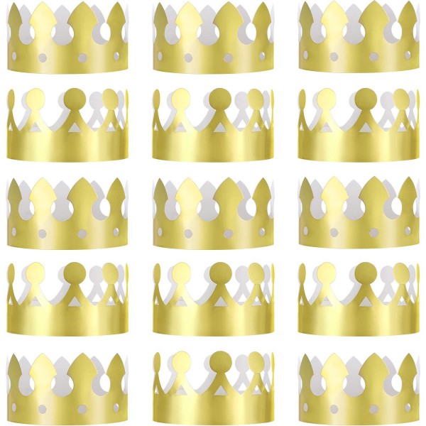 24 Pieces Golden King Crowns Gold Foil Paper Party Crown Hat Cap for ...