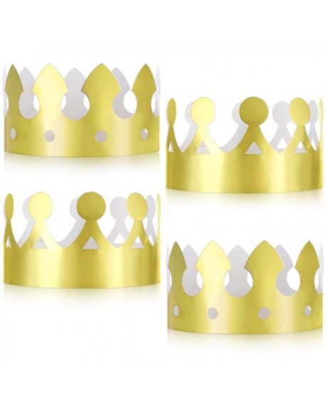24 Pieces Golden King Crowns Gold Foil Paper Party Crown Hat Cap for ...