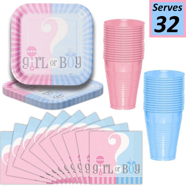 Gender Reveal Plates Cups Napkins