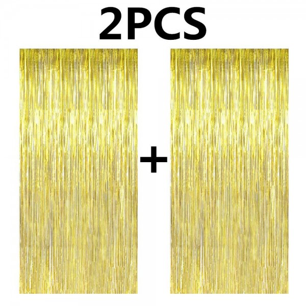 FECEDY Metallic Tinsel Fringe Curtains