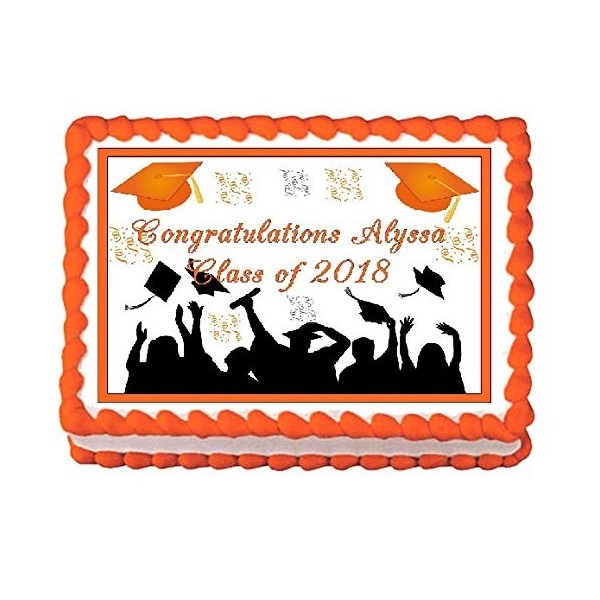 Graduation Orange Edible Frosting Cake