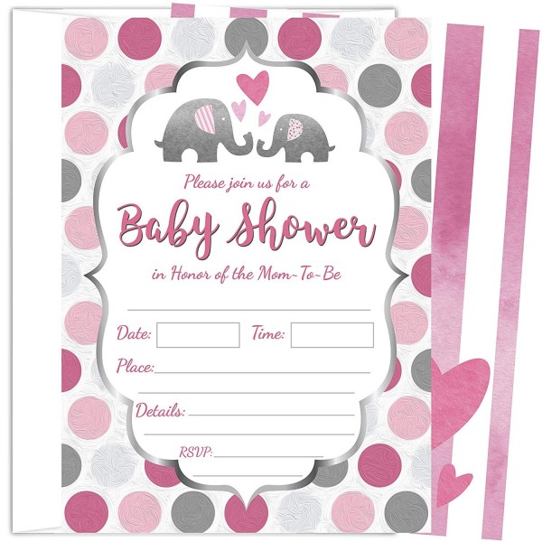 Pink Elephant Shower Invitations Envelopes