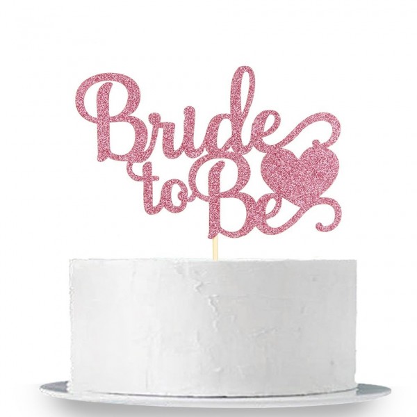 Pink Glitter Bride Cake Topper