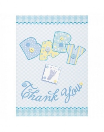 Blue Stitching Shower Thank Cards