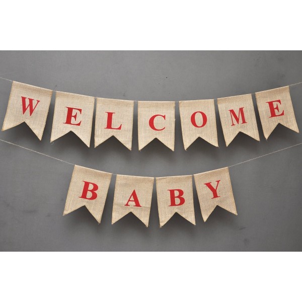 WELCOME BABY Burlap Banner Pregnancy