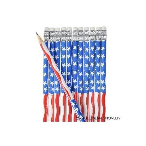 DOZEN Patriotic PENCILS Stripes Design