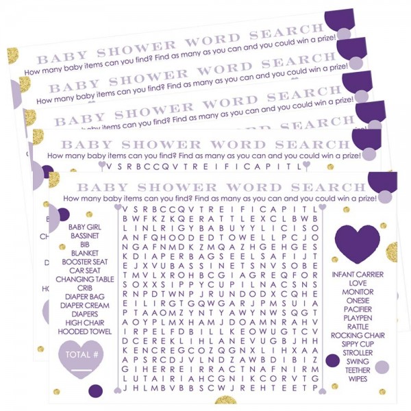 Purple Gold Word Search Shower