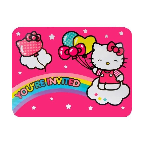 Hello Kitty Balloon Rainbow Invitations