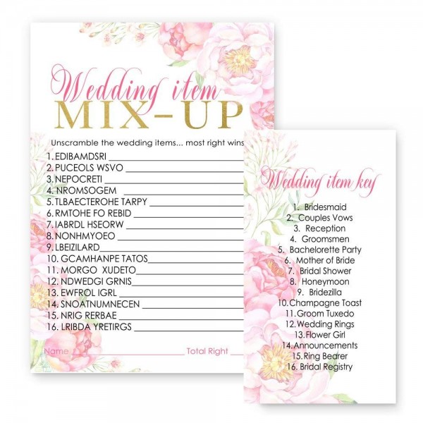 Floral Bridal Shower Word Scramble