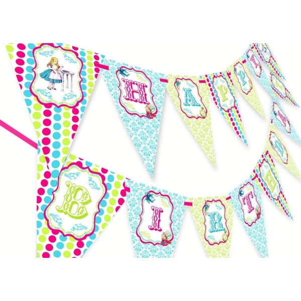 Alice Wonderland Happy Birthday Banner