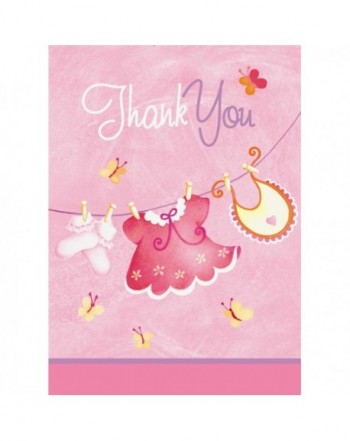 Pink Clothesline Shower Thank Cards