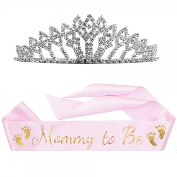 Baby Shower Pink Rhinestone Tiara