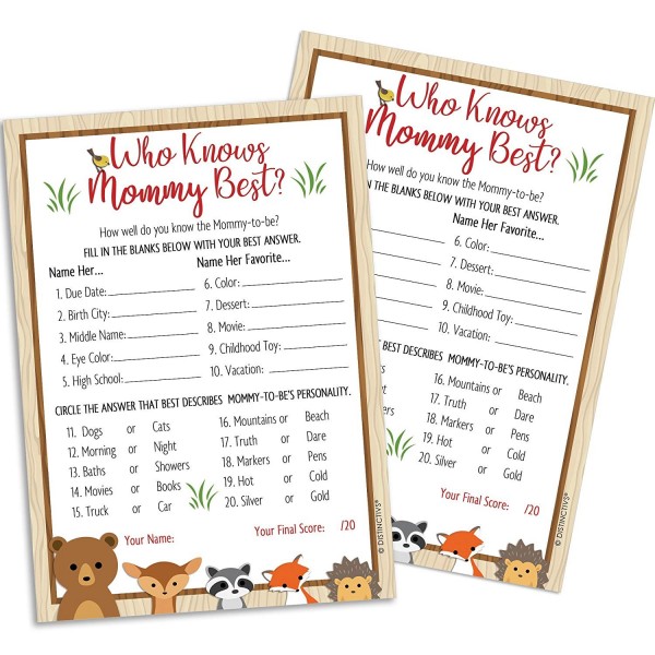Woodland Knows Mommy Shower Cards