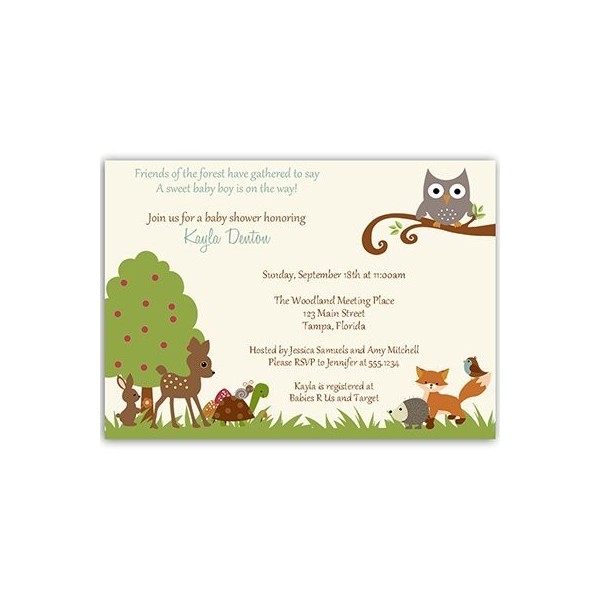 Woodland Invitations Animals Customized Envelopes