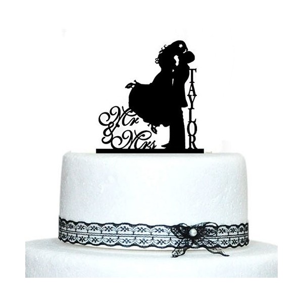 Buythrow Silhouette Wedding Personalized Toppers