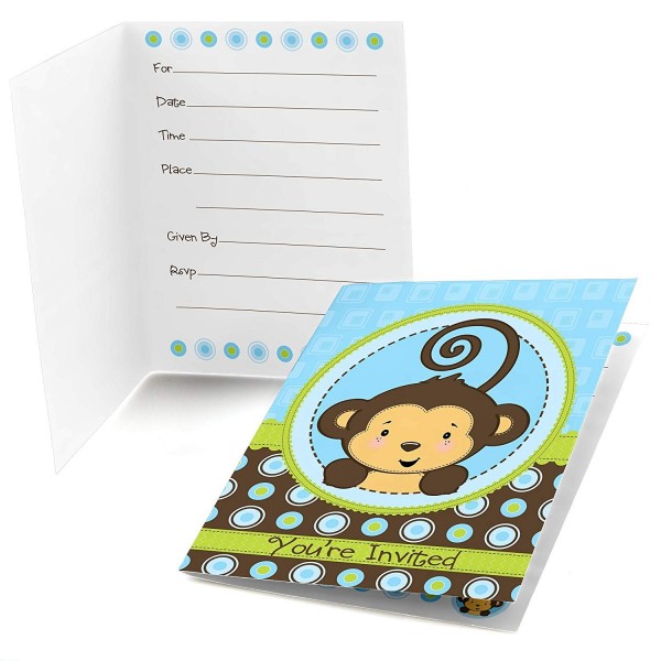 Monkey Boy Shower Birthday Invitations