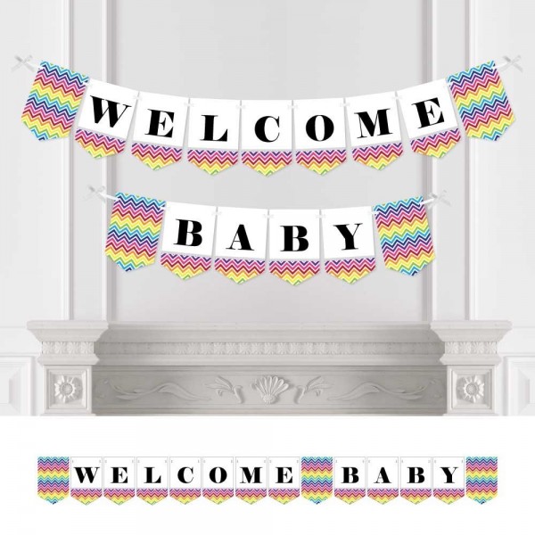 Chevron Rainbow Bunting Decorations Welcome