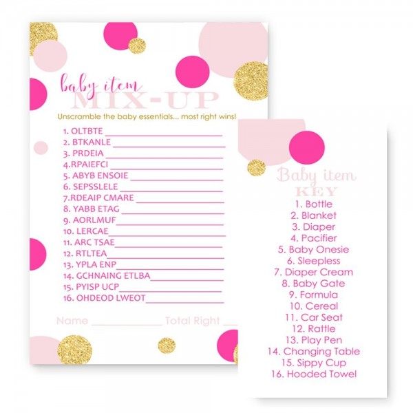 Baby Shower Games Scramble Cards