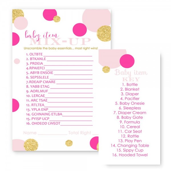 Pink Elephant Baby Shower Word Scramble Games Paper Clever Party Set Of 25 Cards Home Kitchen Event Party Supplies