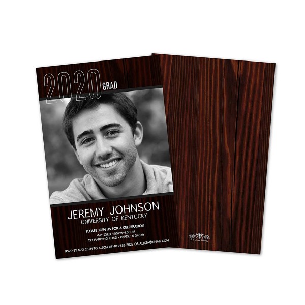 Woodgrain Photo Personalized Graduation Invitation