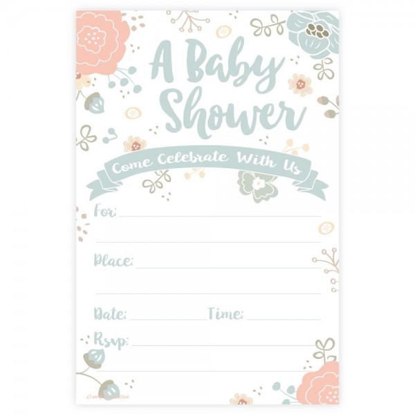 Charming Floral Baby Shower Invitations