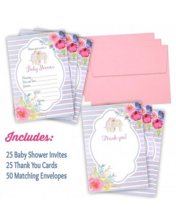 Invitations Matching Envelopes Watercolor Elephant