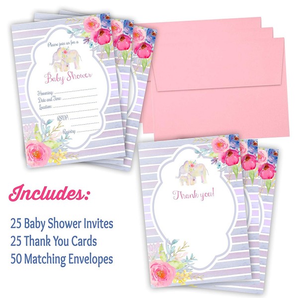 Invitations Matching Envelopes Watercolor Elephant