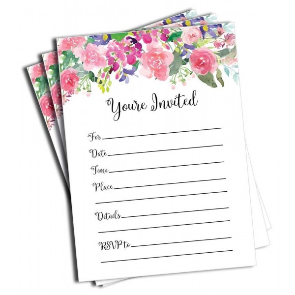 Trendy Watercolor Floral Invitations Envelopes