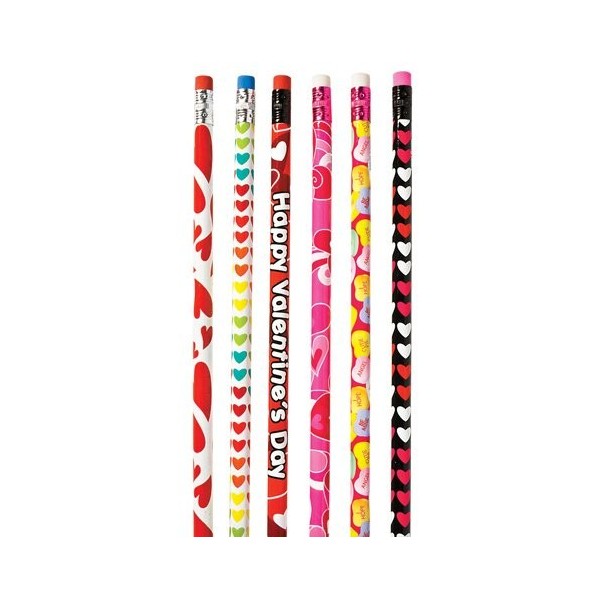 Valentine Pencils Assorted Designs Teacher